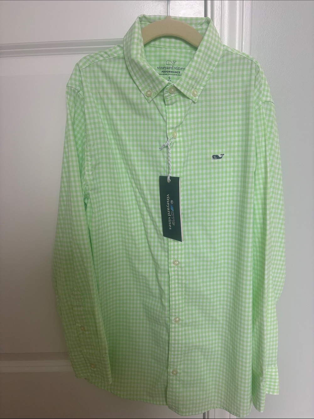Vineyard Vines Light Green Gingham Button-Down Shirt